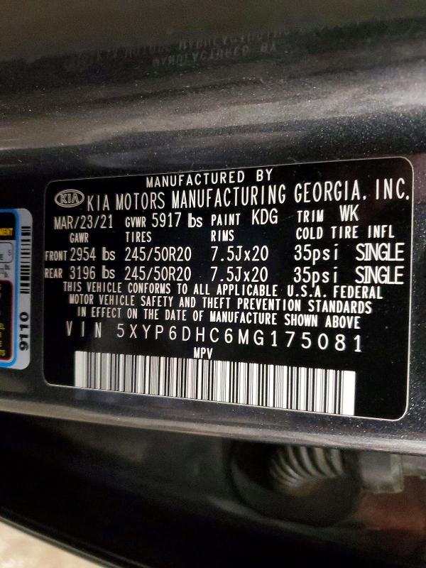 Aukcja sprzedaży 2021 Kia Telluride, vin: 5XYP6DHC6MG175081, numer aukcji: 47387216