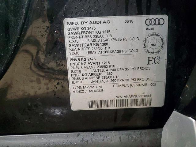 Продаж на аукціоні авто 2018 Audi Q5, vin: WA1ANAFY8J2210466, номер лоту: 79157555