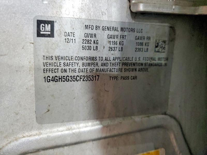 Продажа на аукционе авто 2012 Buick Lacrosse, vin: 1G4GH5G35CF235317, номер лота: 47783126
