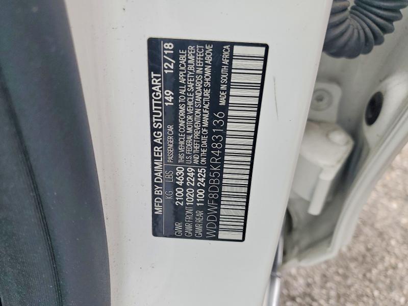 Aukcja sprzedaży 2019 Mercedes-benz C, vin: WDDWF8DB5KR483136, numer aukcji: 41844906