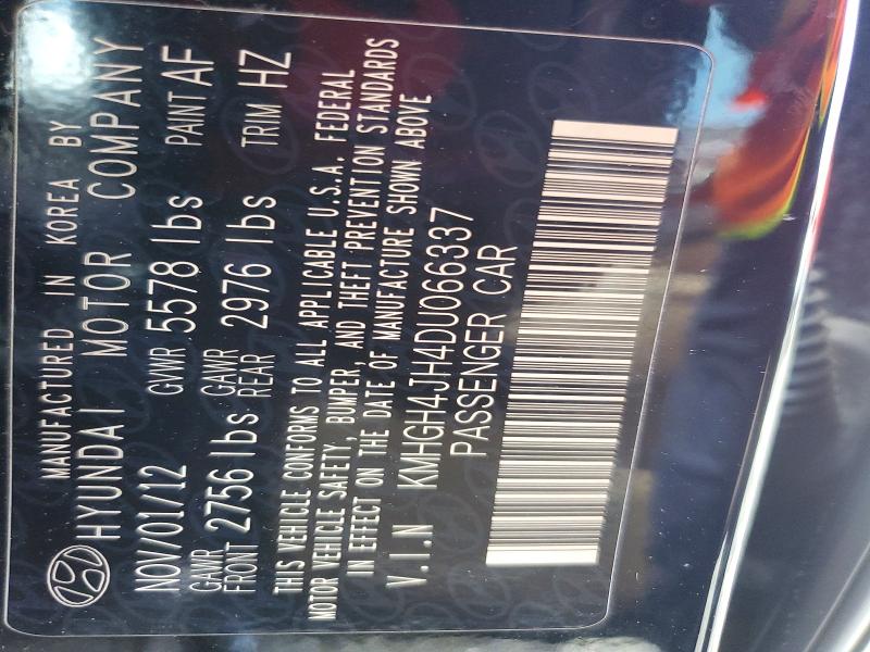 47428276 :رقم المزاد ، KMHGH4JH4DU066337 vin ، 2013 Hyundai Equus مزاد بيع