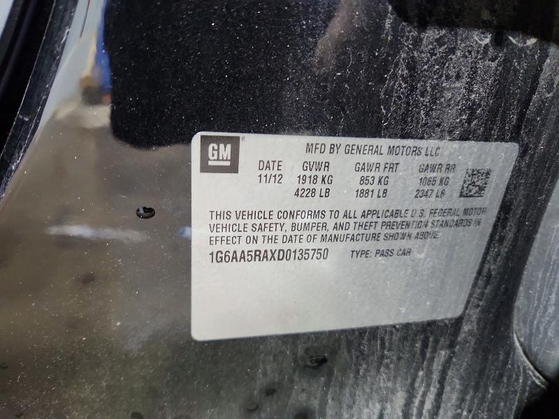 2013 Cadillac Ats მანქანა იყიდება აუქციონზე, vin: 1G6AA5RAXD0135750, აუქციონის ნომერი: 79891085