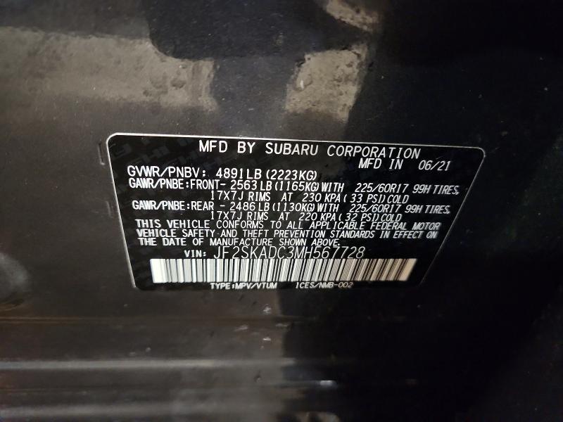 Продаж на аукціоні авто 2021 Subaru Forester, vin: JF2SKADC3MH567728, номер лоту: 47900496