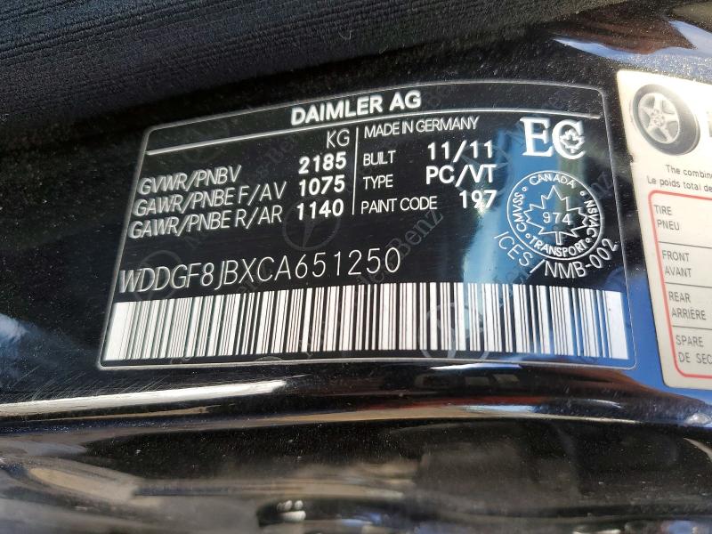 Aukcja sprzedaży 2012 Mercedes Benz C, vin: WDDGF8JBXCA651250, numer aukcji: 46525706