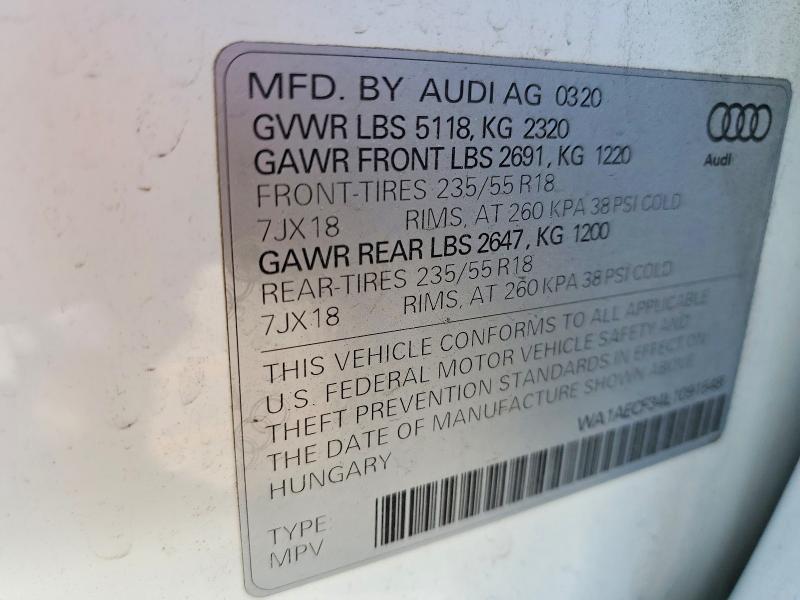 Aukcja sprzedaży 2020 Audi Q3, vin: WA1AECF34L1091548, numer aukcji: 47946176