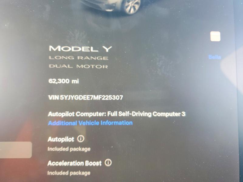 Aukcja sprzedaży 2021 Tesla Model Y, vin: 5YJYGDEE7MF225307, numer aukcji: 78814755