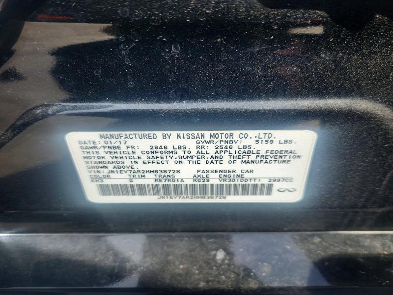 Aukcja sprzedaży 2017 Infiniti Q50, vin: JN1EV7AR2HM838728, numer aukcji: 45650316
