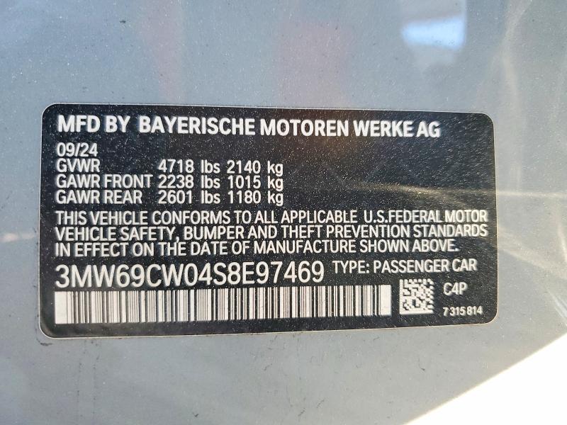 45656616 :رقم المزاد ، 3MW69CW04S8E97469 vin ، 2025 Bmw 330i مزاد بيع