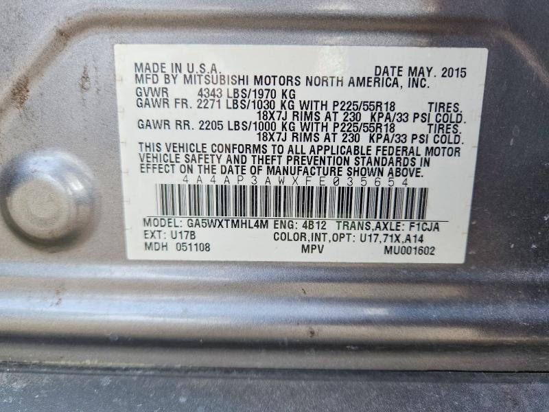 Продаж на аукціоні авто 2015 Mitsubishi Outlander Sport, vin: 4A4AP3AWXFE035654, номер лоту: 41902736