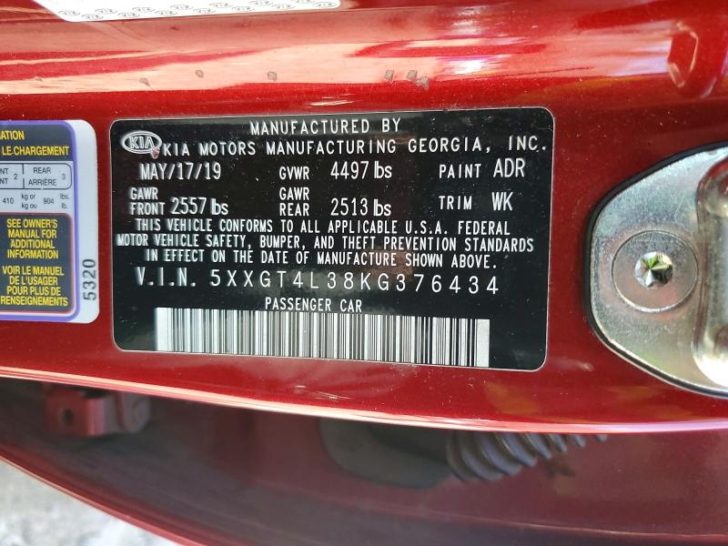 Продаж на аукціоні авто 2019 Kia Optima, vin: 5XXGT4L38KG376434, номер лоту: 45529326