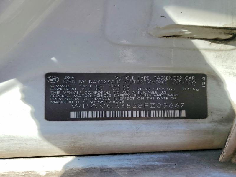 Продаж на аукціоні авто 2008 Bmw 328, vin: WBAVC53528FZ89667, номер лоту: 45823896