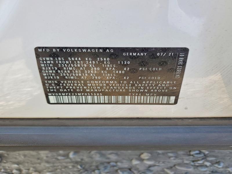 2021 Volkswagen Id.4 მანქანა იყიდება აუქციონზე, vin: WVGRMPE23MP055565, აუქციონის ნომერი: 41798016