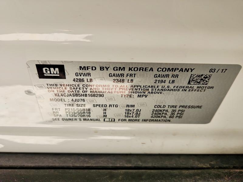 45932996 :رقم المزاد ، KL4CJASB5HB168290 vin ، 2017 Buick Encore مزاد بيع