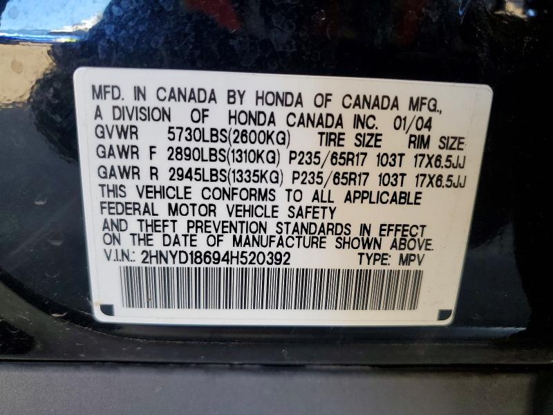 Aukcja sprzedaży 2004 Acura Mdx, vin: 2HNYD18694H520392, numer aukcji: 41843936