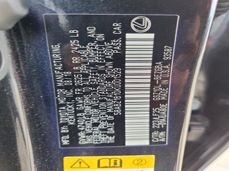 Продажа на аукционе авто 2019 Lexus Es 350, vin: 58ABZ1B10KU001529, номер лота: 79519575