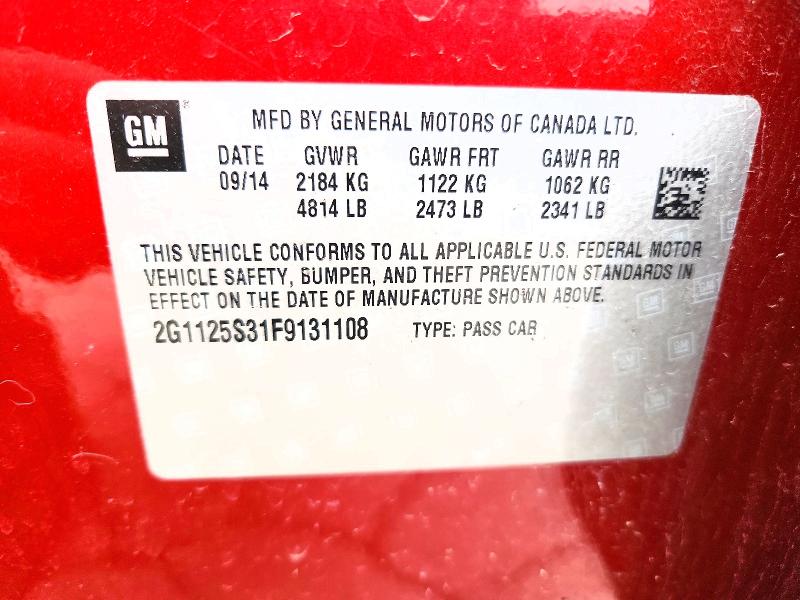 Продаж на аукціоні авто 2015 Chevrolet Impala, vin: 2G1125S31F9131108, номер лоту: 46045566