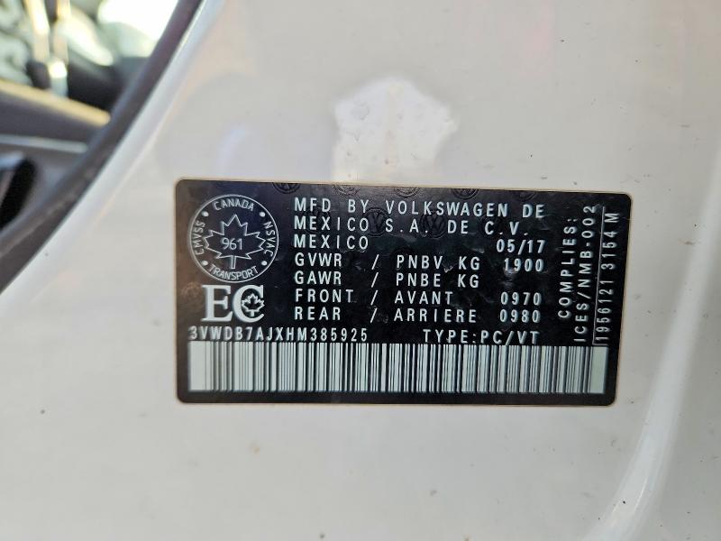 Aukcja sprzedaży 2017 Volkswagen Jetta, vin: 3VWDB7AJXHM385925, numer aukcji: 78817215