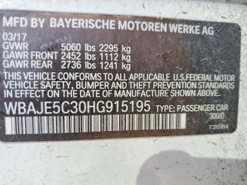 Продаж на аукціоні авто 2017 Bmw 540, vin: WBAJE5C30HG915195, номер лоту: 41997796