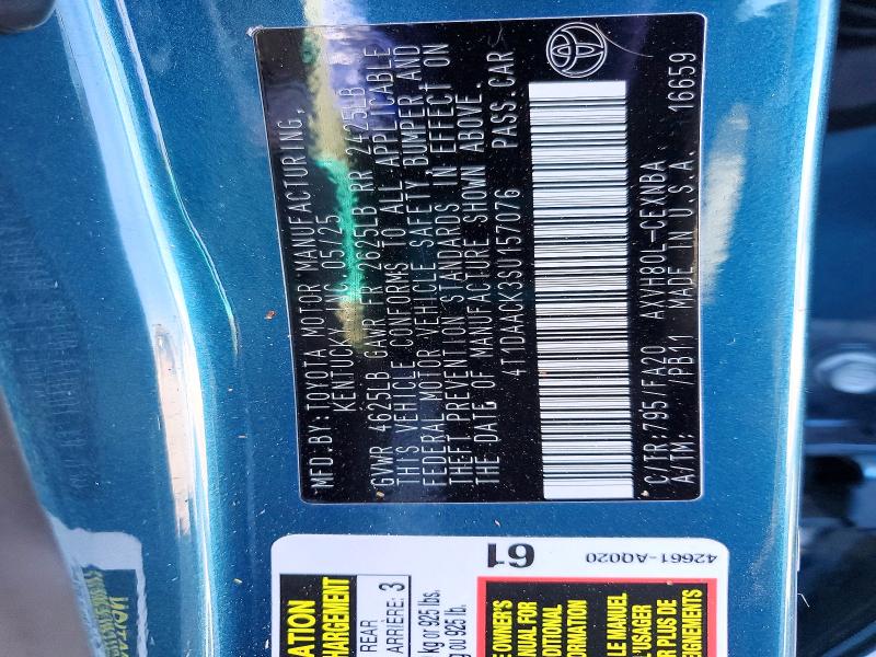 45827976 :رقم المزاد ، 4T1DAACK3SU157076 vin ، 2025 Toyota Camry مزاد بيع