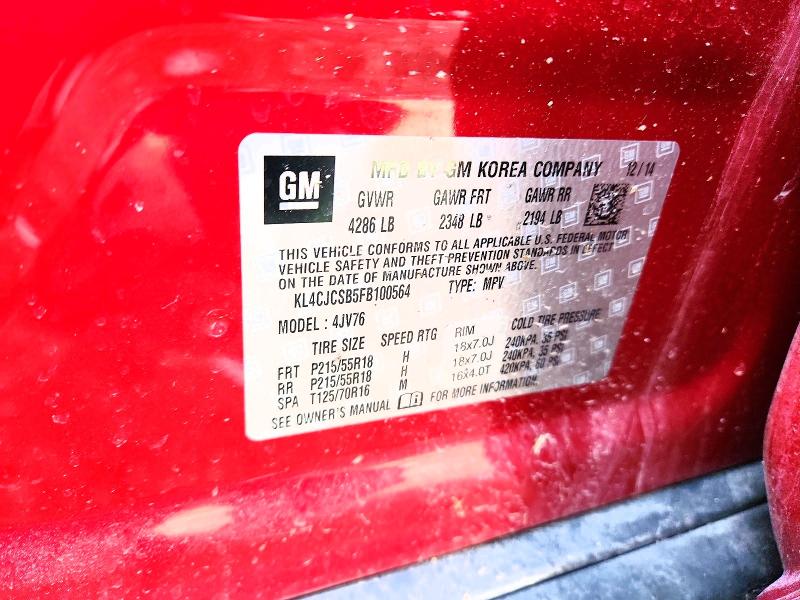 47362536 :رقم المزاد ، KL4CJCSB5FB100564 vin ، 2015 Buick Encore مزاد بيع