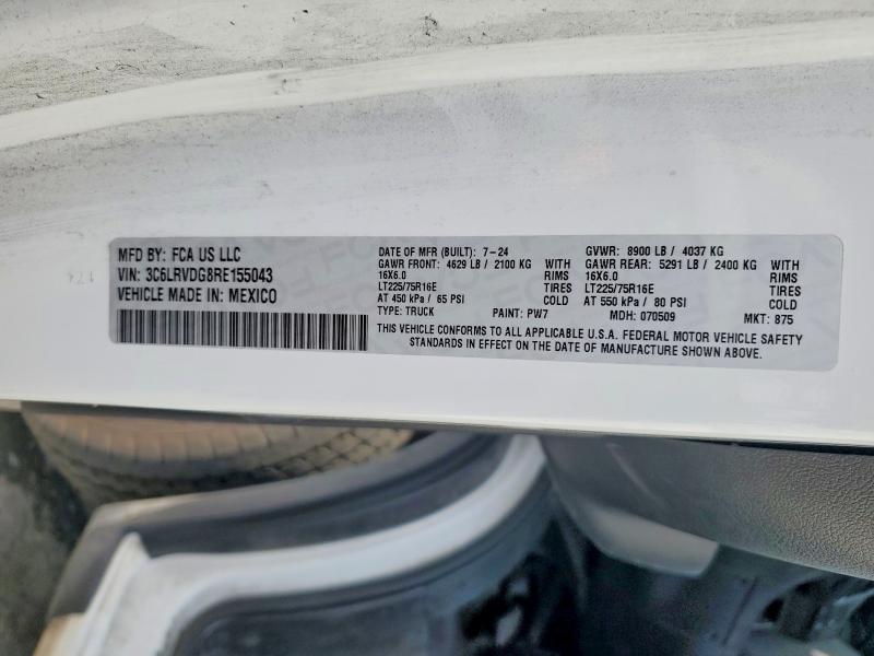 2024 Ram Promaster 2500 მანქანა იყიდება აუქციონზე, vin: 3C6LRVDG8RE155043, აუქციონის ნომერი: 45889586