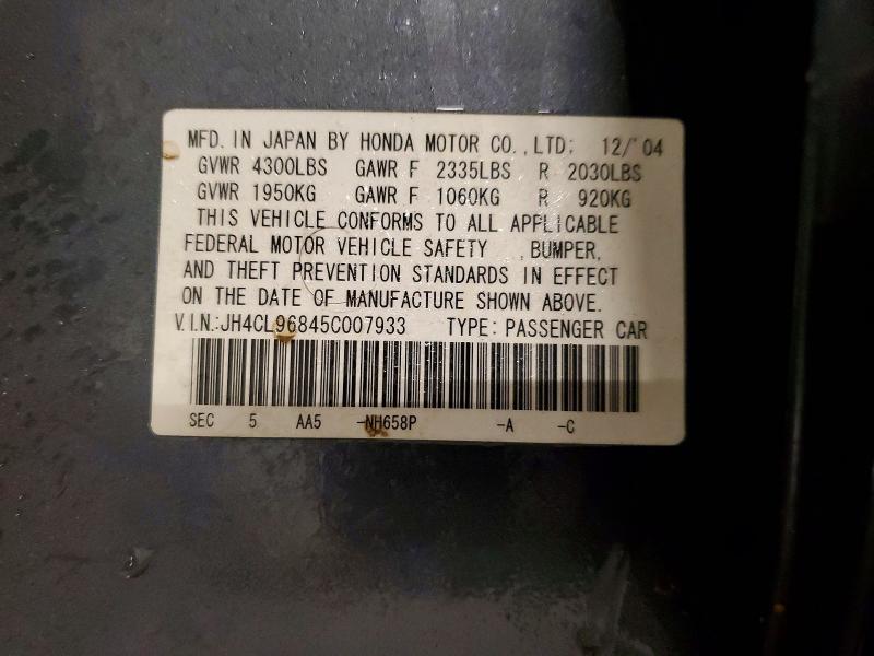 41641506 :رقم المزاد ، JH4CL96845C007933 vin ، 2005 Acura Tsx مزاد بيع