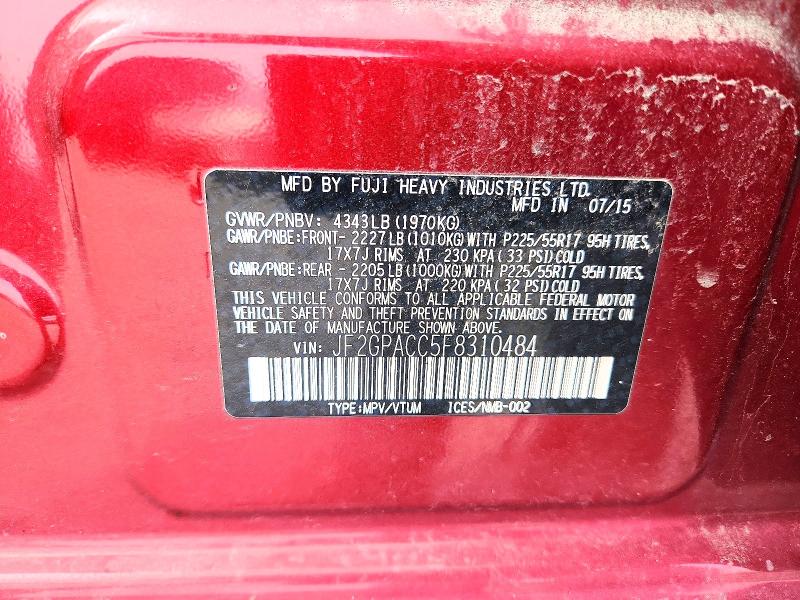 Aukcja sprzedaży 2015 Subaru Xv Crosstrek, vin: JF2GPACC5F8310484, numer aukcji: 47071866