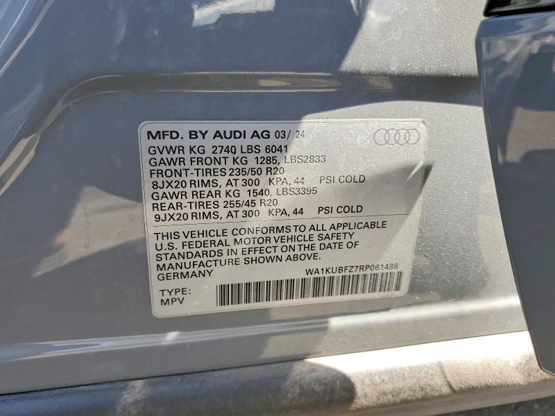 48057686 :رقم المزاد ، WA1KUBFZ7RP061486 vin ، 2024 Audi Q4 E-tron مزاد بيع