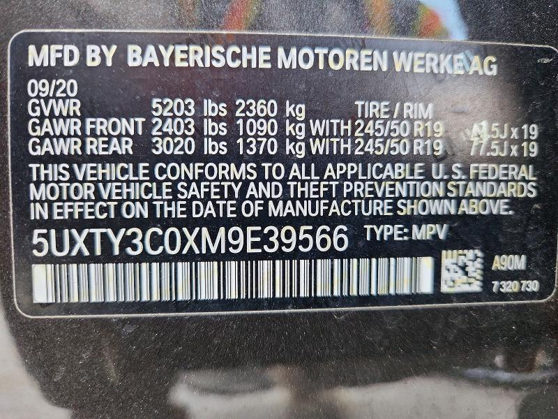 Продажа на аукционе авто 2021 Bmw X3, vin: 5UXTY3C0XM9E39566, номер лота: 47411976