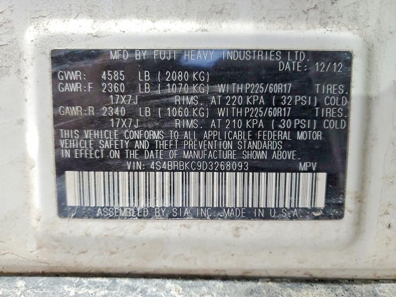 Aukcja sprzedaży 2013 Subaru Outback, vin: 4S4BRBKC9D3268093, numer aukcji: 79441385