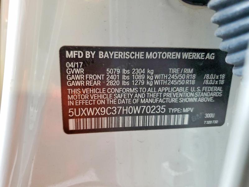 Aukcja sprzedaży 2017 Bmw X3, vin: 5UXWX9C37H0W70235, numer aukcji: 46458346