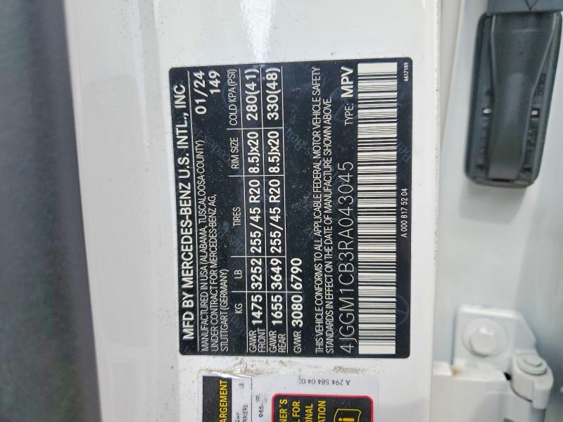 Продажа на аукционе авто 2024 Mercedes-benz Eqe Suv, vin: 4JGGM1CB3RA043045, номер лота: 48088106