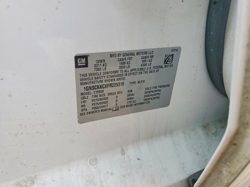 Aukcja sprzedaży 2015 Chevrolet Suburban, vin: 1GNSCKKCXFR229316, numer aukcji: 41770426