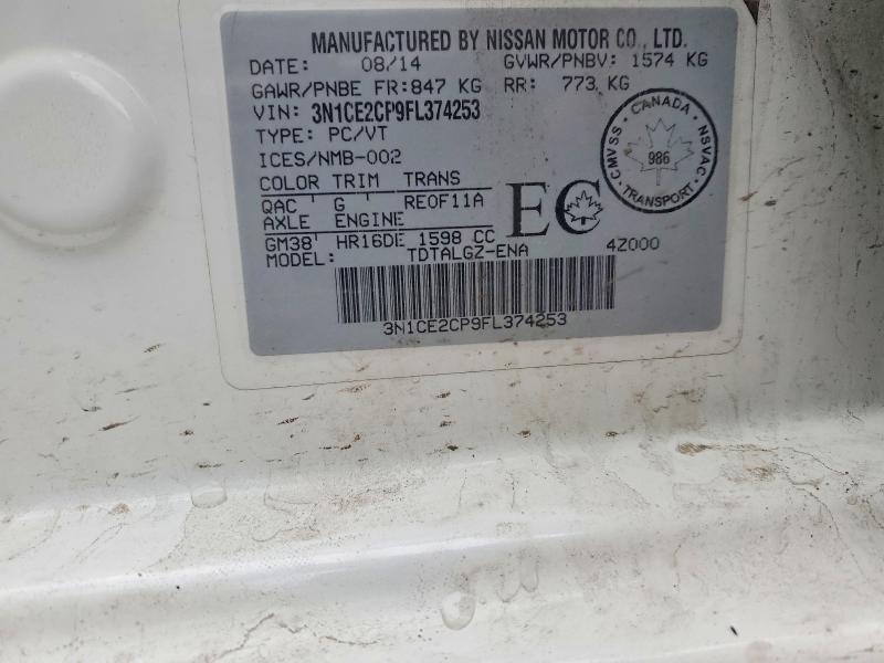 47881406 :رقم المزاد ، 3N1CE2CP9FL374253 vin ، 2015 Nissan Versa Note مزاد بيع