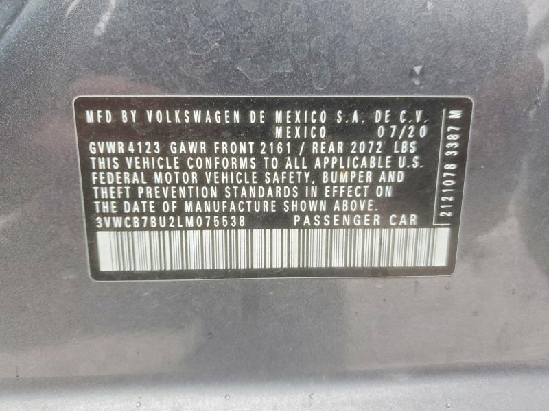 79958365 :رقم المزاد ، 3VWCB7BU2LM075538 vin ، 2020 Volkswagen Jetta مزاد بيع