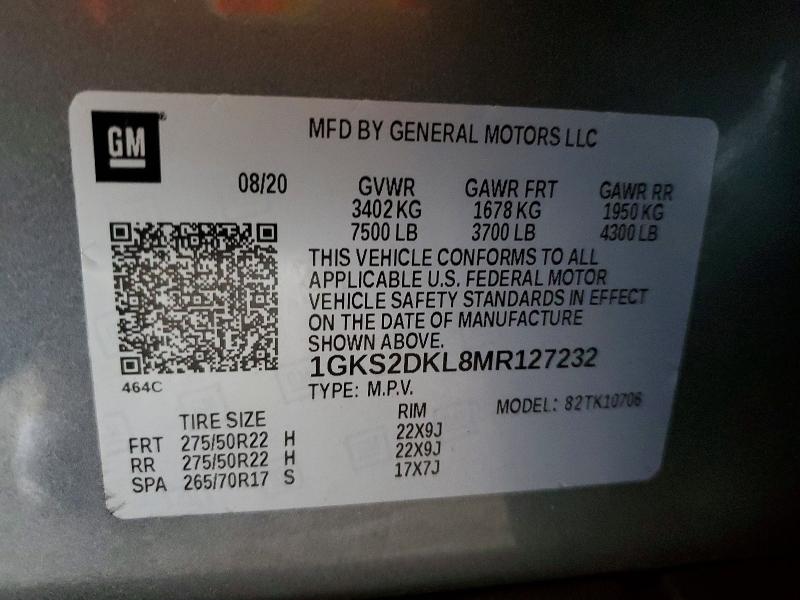 Продаж на аукціоні авто 2021 Gmc Yukon, vin: 1GKS2DKL8MR127232, номер лоту: 79891215