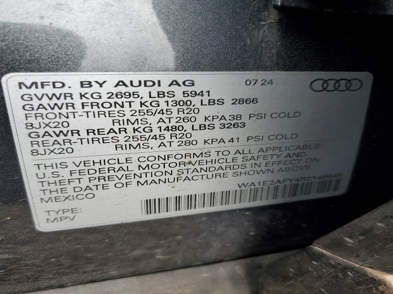 2024 Audi Q5 E მანქანა იყიდება აუქციონზე, vin: WA1E2AFY4R2148649, აუქციონის ნომერი: 79615095
