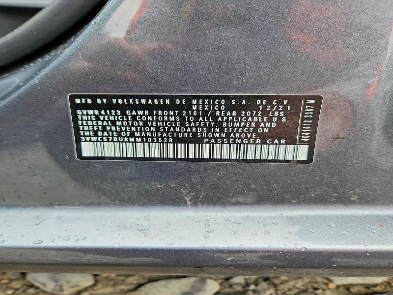 Продажа на аукционе авто 2021 Volkswagen Jetta, vin: 3VWC57BU8MM103528, номер лота: 78074785