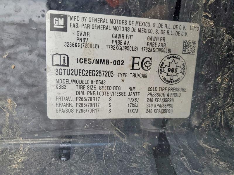 2014 Gmc Sierra მანქანა იყიდება აუქციონზე, vin: 3GTU2UEC2EG257203, აუქციონის ნომერი: 46566816