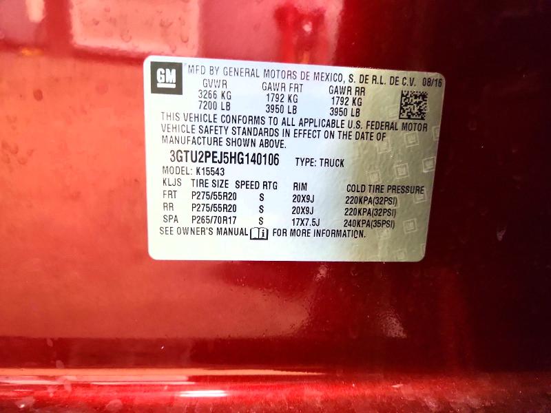 Продажа на аукционе авто 2017 Gmc Sierra, vin: 3GTU2PEJ5HG140106, номер лота: 45586566