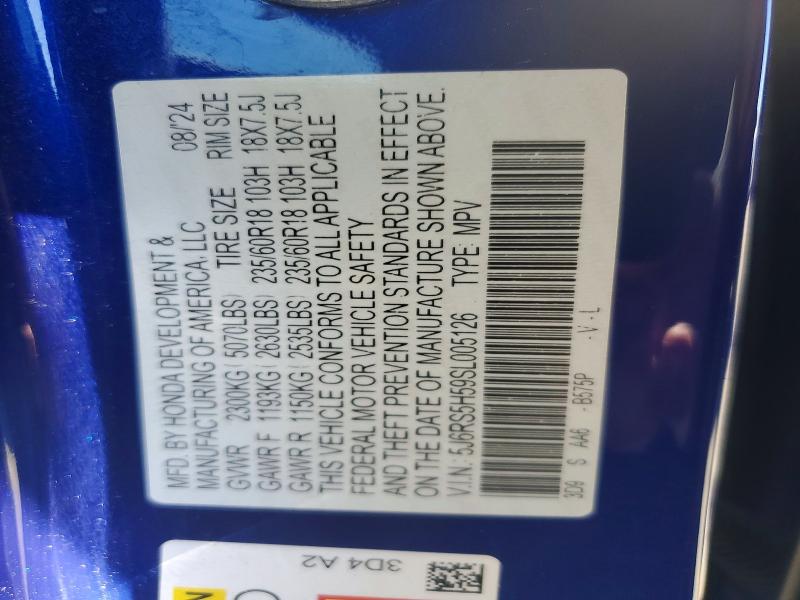 46756176 :رقم المزاد ، 5J6RS5H59SL005126 vin ، 2025 Honda Cr-v مزاد بيع