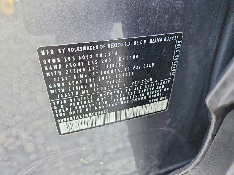 Продажа на аукционе авто 2022 Volkswagen Tiguan, vin: 3VV0B7AX1NM082826, номер лота: 47282346