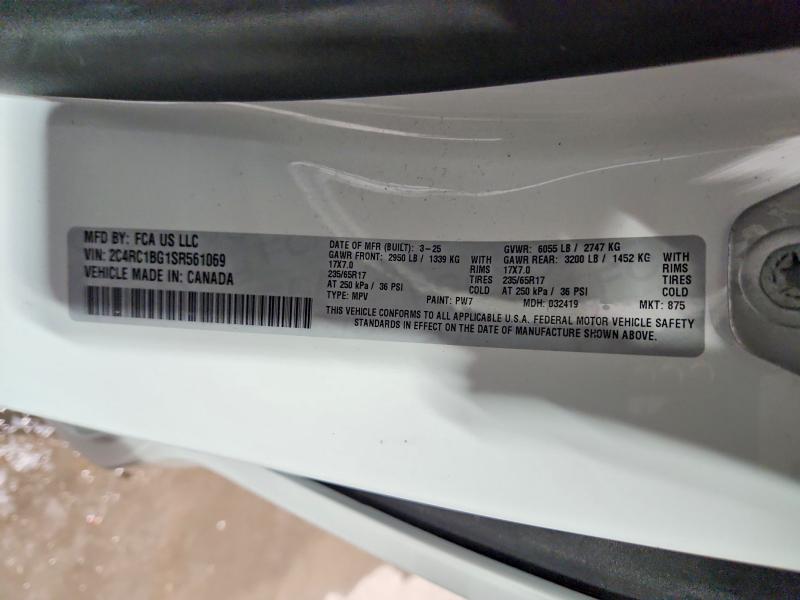45835096 :رقم المزاد ، 2C4RC1BG1SR561069 vin ، 2025 Chrysler Pacifica مزاد بيع