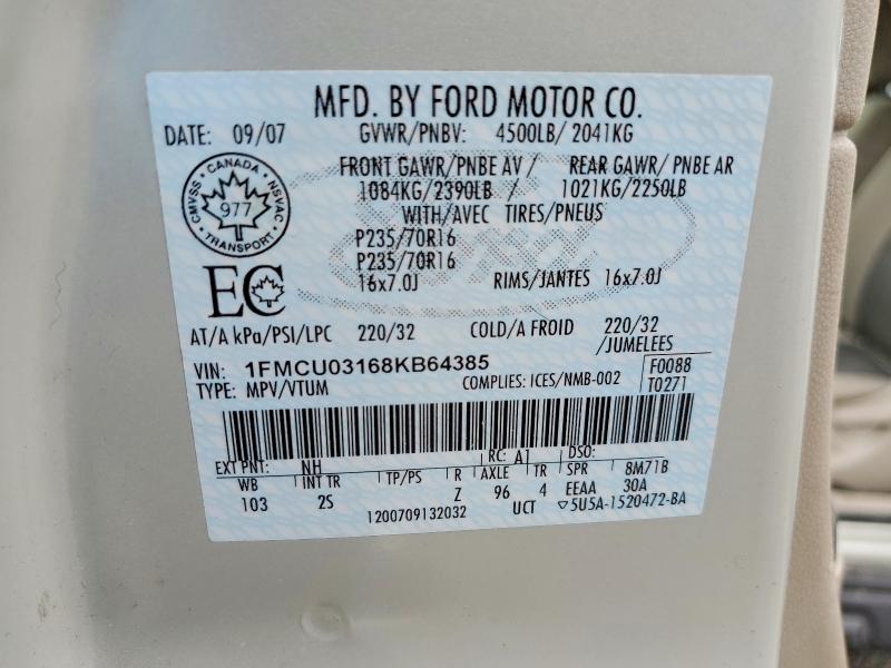 Aukcja sprzedaży 2008 Ford Escape, vin: 1FMCU03168KB64385, numer aukcji: 45860726
