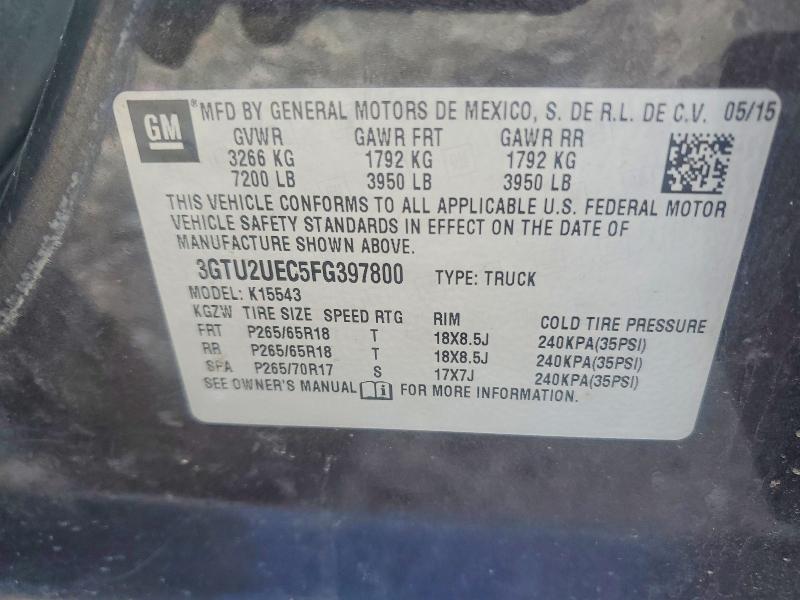 45982966 :رقم المزاد ، 3GTU2UEC5FG397800 vin ، 2015 Gmc Sierra مزاد بيع