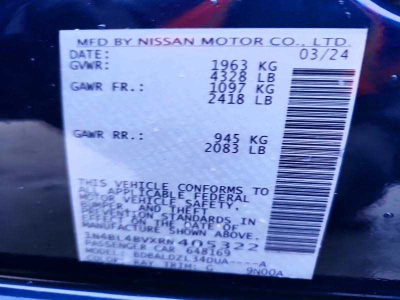 Aukcja sprzedaży 2024 Nissan Altima, vin: 1N4BL4BVXRN405322, numer aukcji: 45993876
