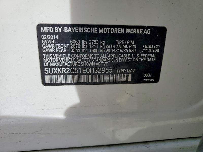 45837566 :رقم المزاد ، 5UXKR2C51E0H32955 vin ، 2014 Bmw X5 مزاد بيع