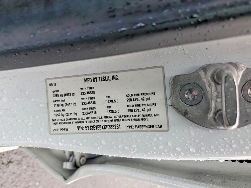 79423695 :رقم المزاد ، 5YJ3E1EBXKF388261 vin ، 2019 Tesla Model 3 مزاد بيع