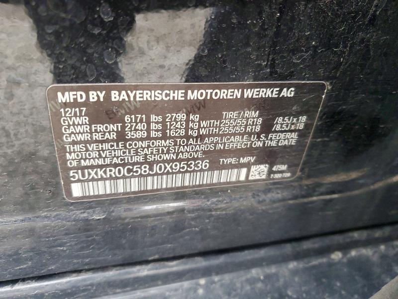 46185866 :رقم المزاد ، 5UXKR0C58J0X95336 vin ، 2018 Bmw X5 مزاد بيع