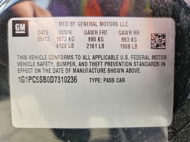 Продаж на аукціоні авто 2013 Chevrolet Cruze, vin: 1G1PC5SB0D7310236, номер лоту: 41875136